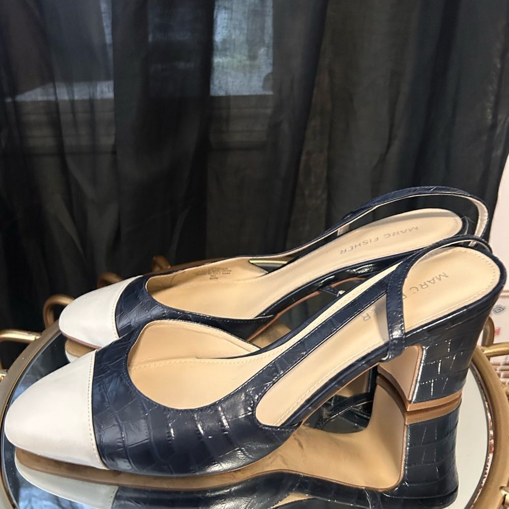 Marc Fisher Laynie Croc Embossed Slingbacks